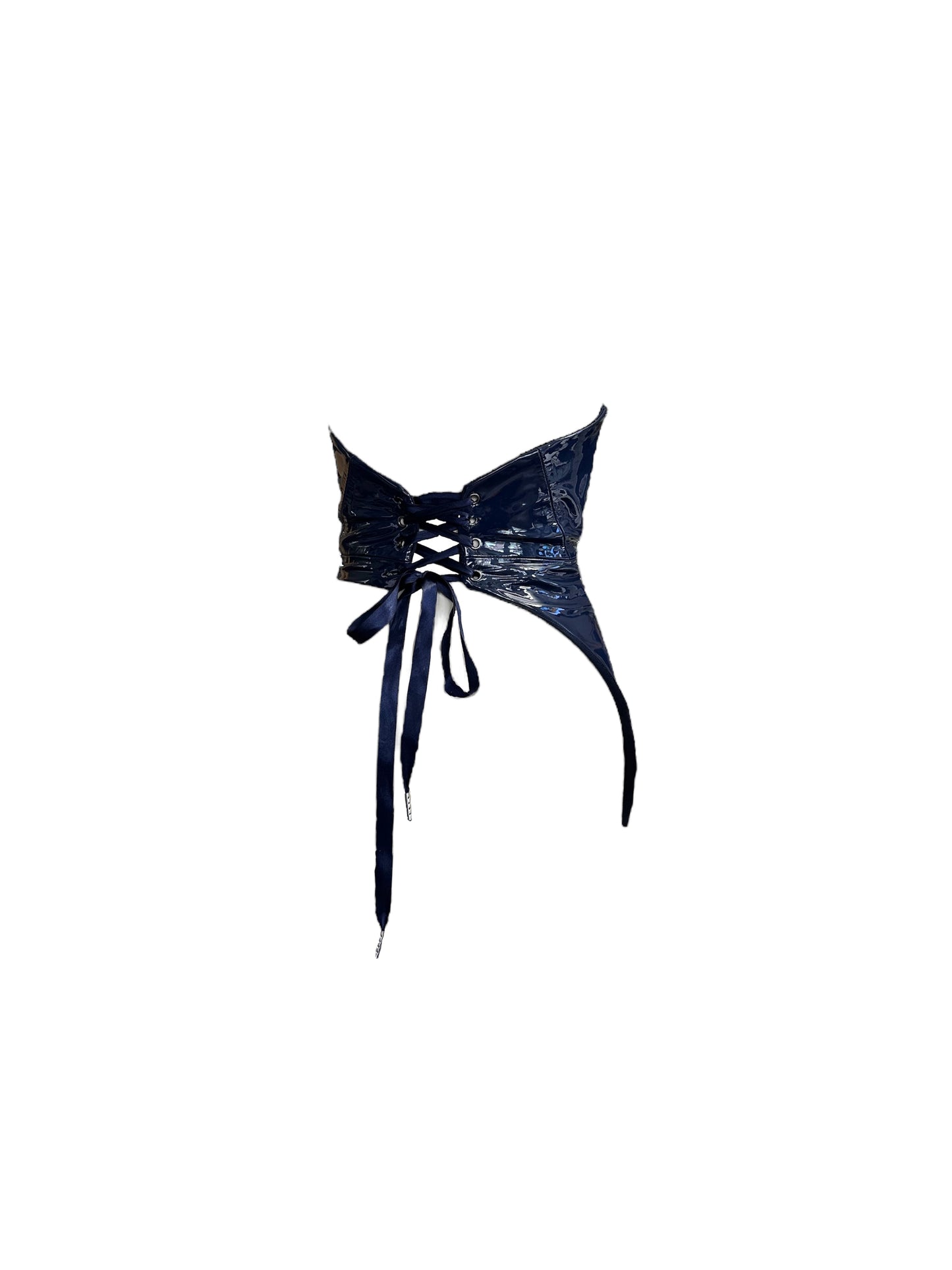 Navy Patent Leather Corset Belt