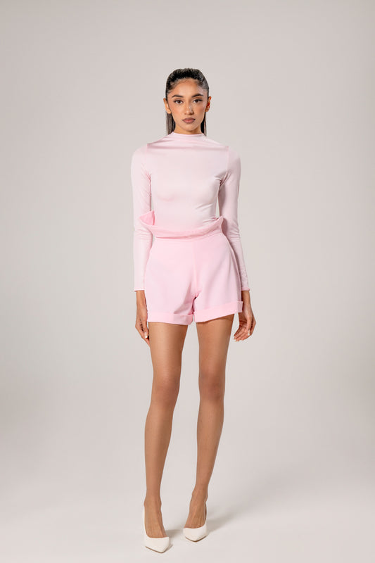 Pink Shorts & Bodysuit Look