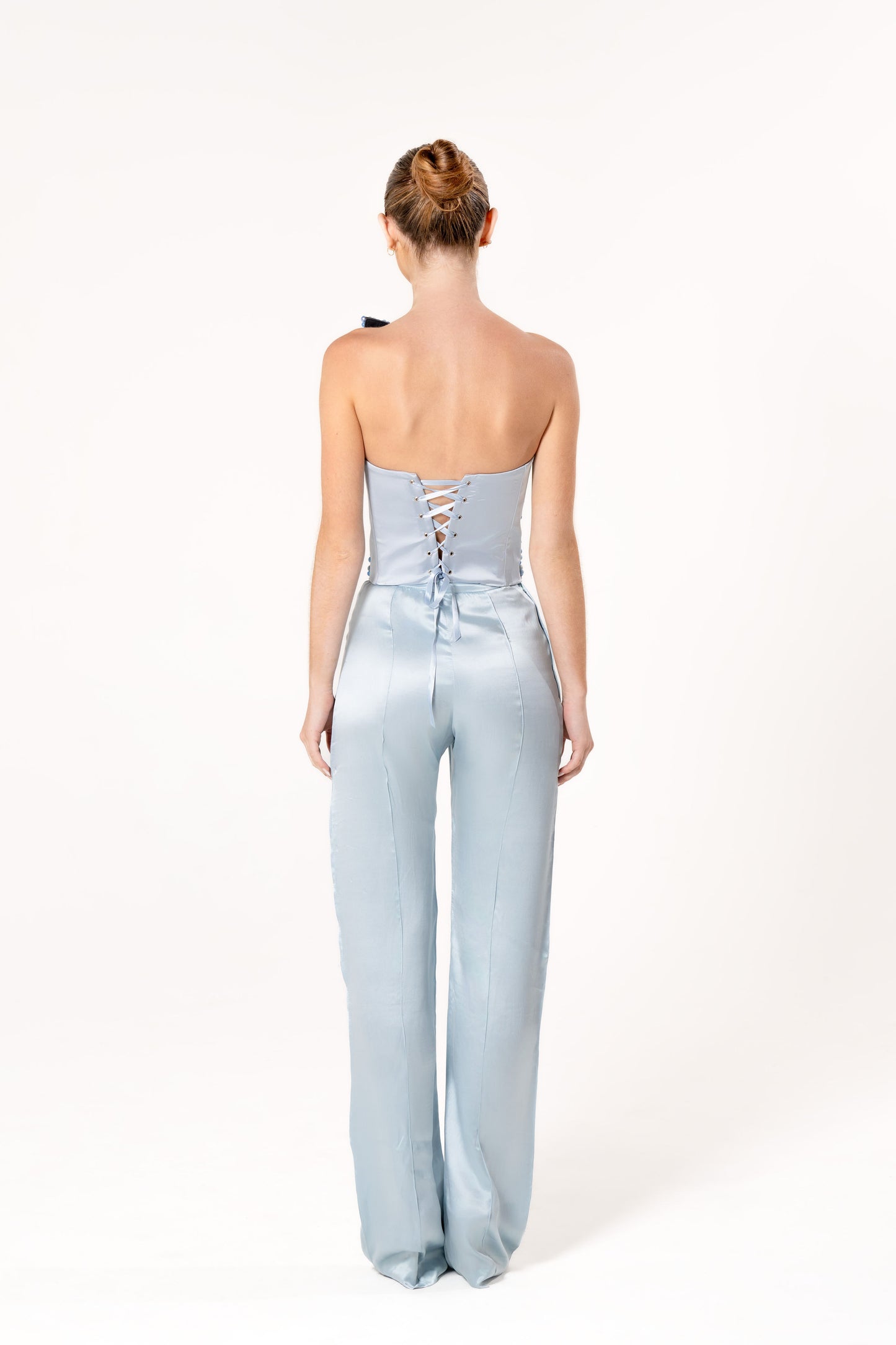 Blue Agate Top & Silk Trouser Runway Look