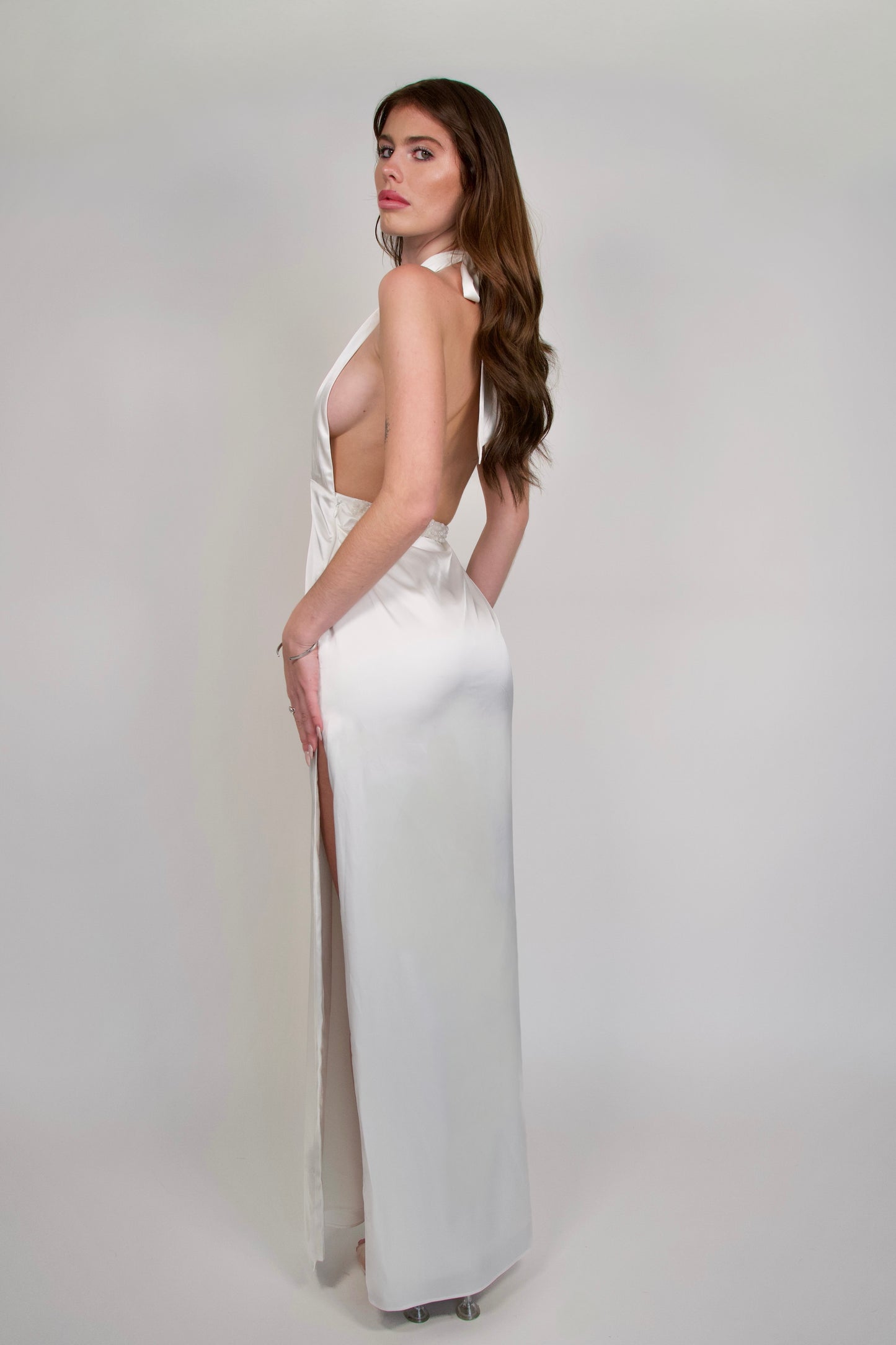 White Agate Halter Dress