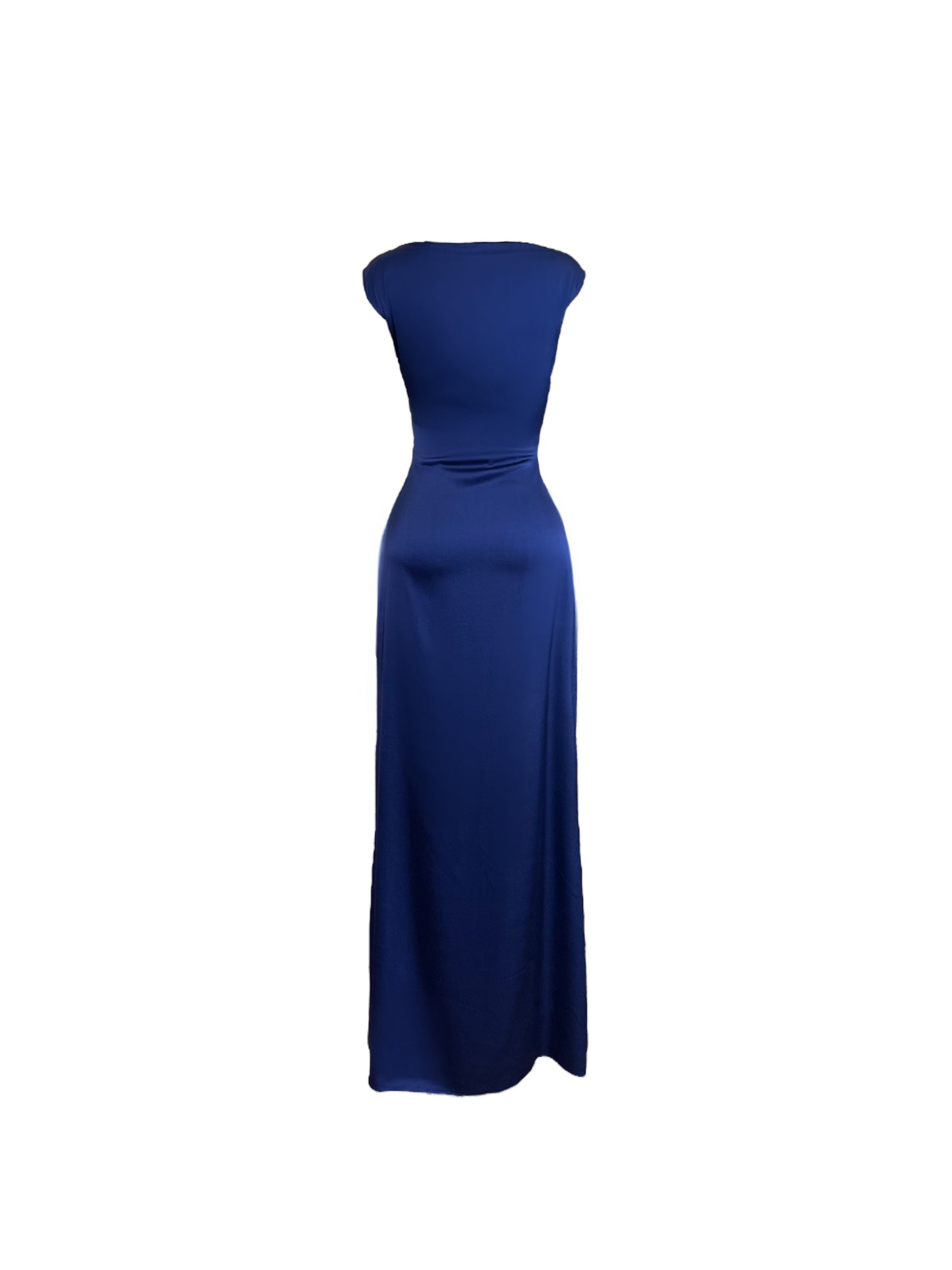 Curved Boatneck Silk Maxi Dress