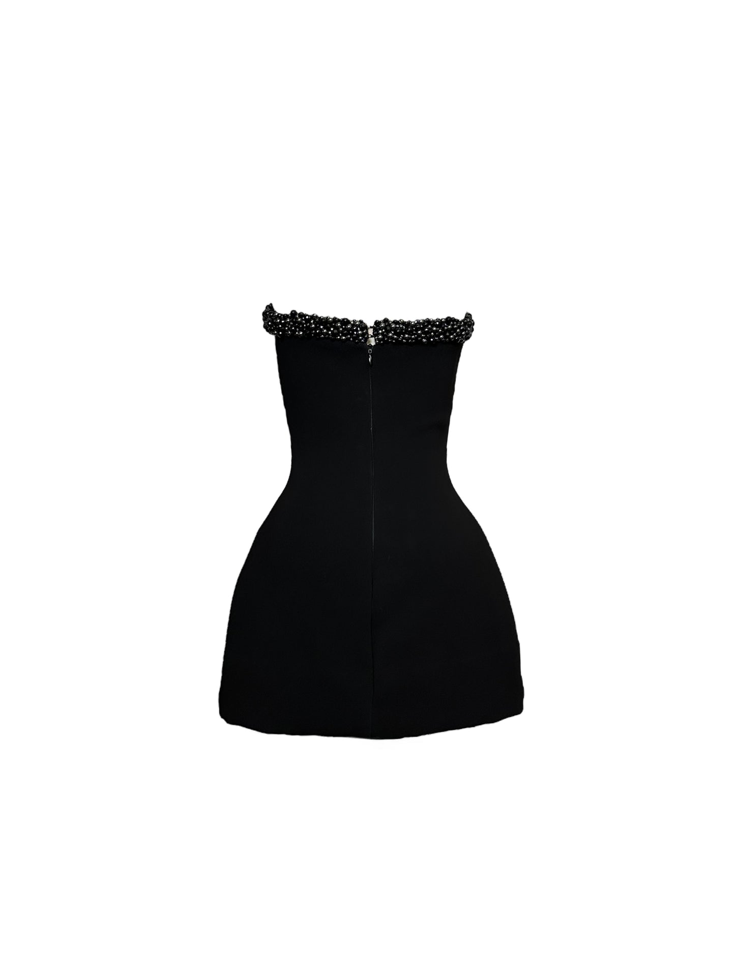 Black Onyx & Hematite Hand Embroidered Mini Dress with Pockets