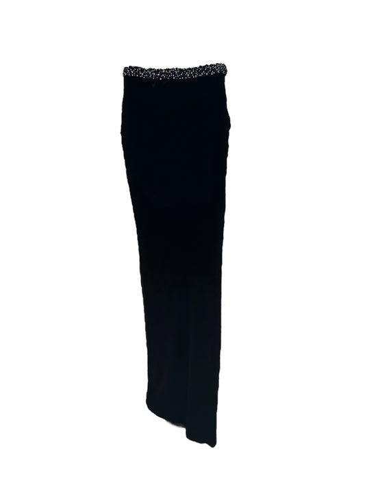 Low Waist Embroidered Knit Maxi Skirt