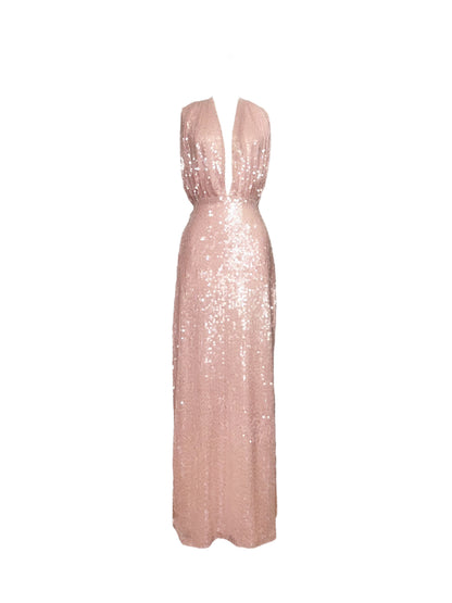 Mauve Sequins Halter Maxi Dress XS_____________Ships in 4-6 weeks Mauve Sequins Halter Maxi Dress XS_____________Ships in 4-6 weeks