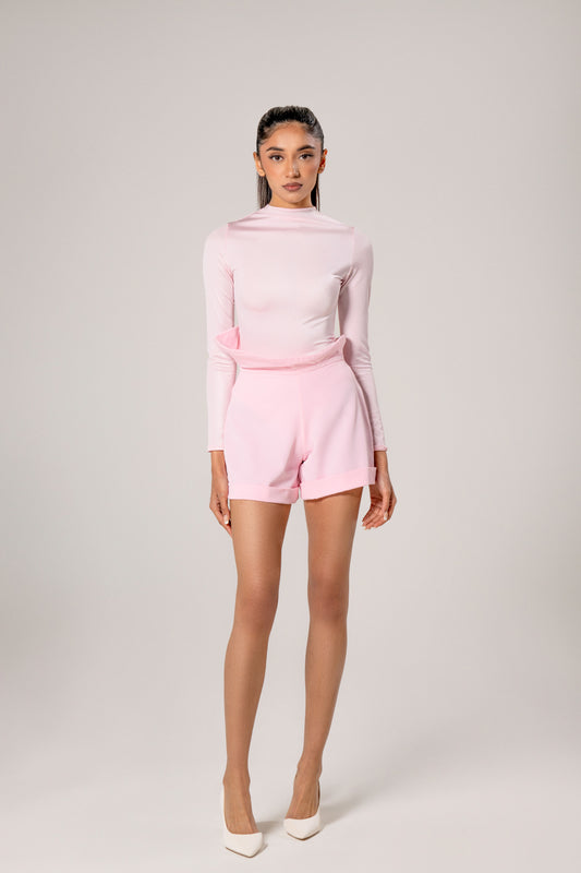 Barbie Pink Shorts & Pink bodysuit Look