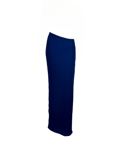 Navy Asymmetrical Maxi Skirt