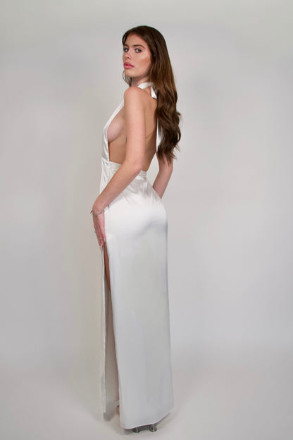 White Agate Halter Dress