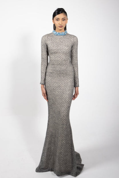 Grey Italian Wool Knit Gown