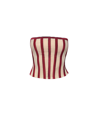 Burgundy Silk Taffeta Striped Corset