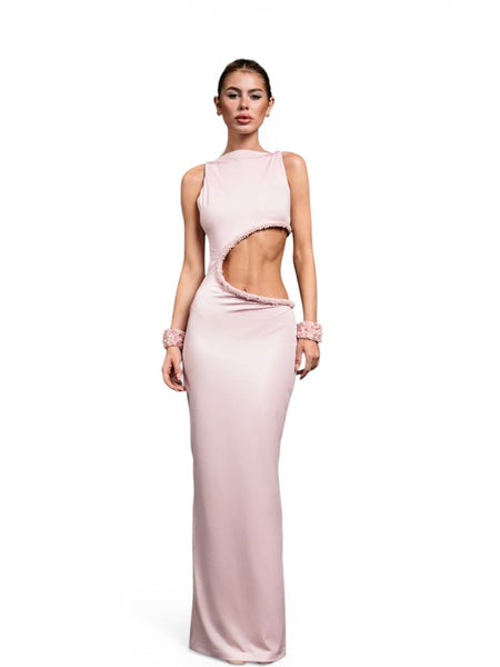 Embroidered Rose Quartz Cut Out Runway Look – Jane Gala