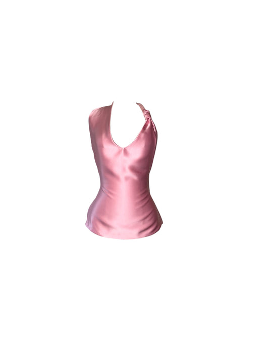 Rose Veil Silk Halter Blouse
