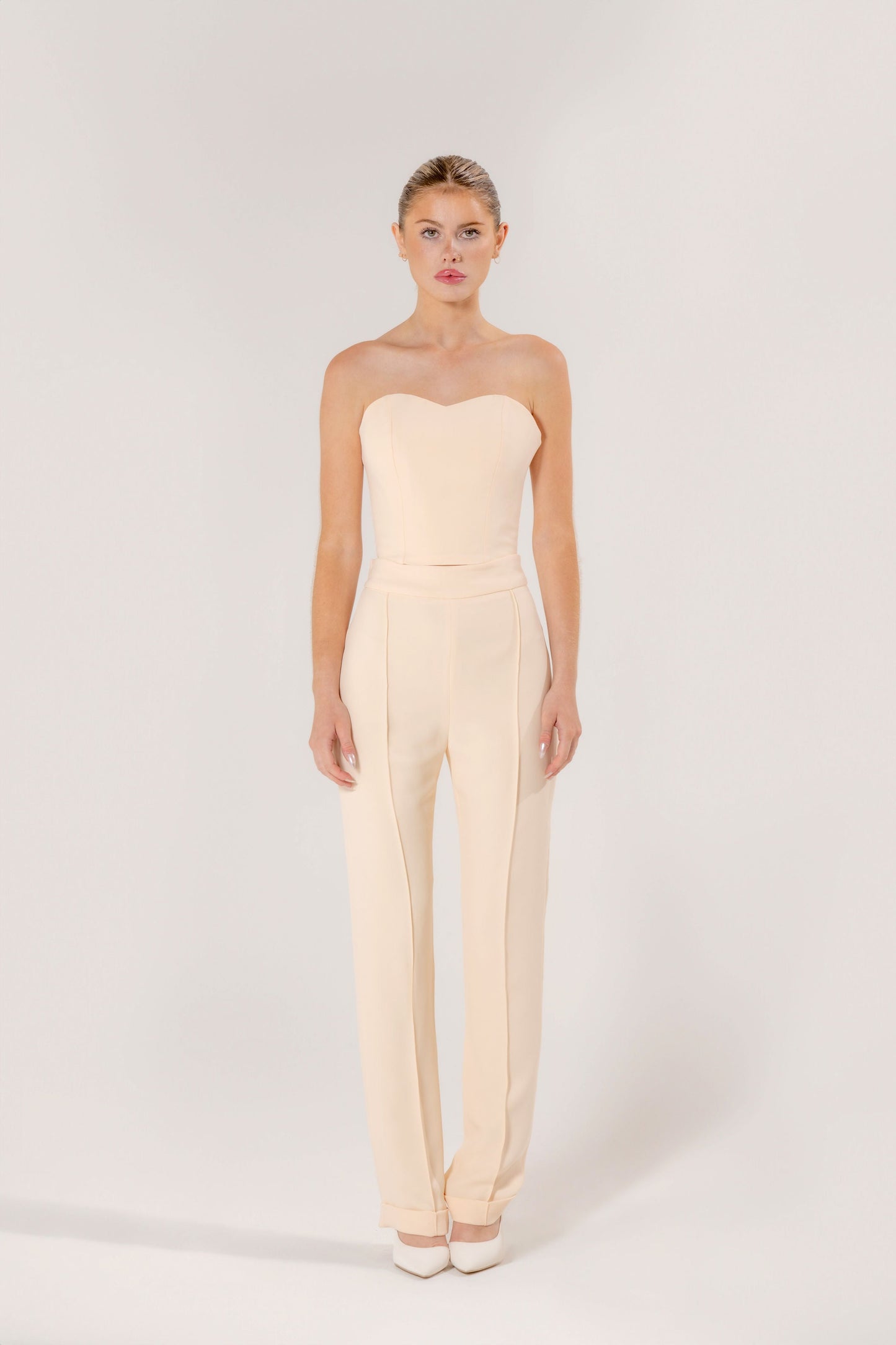 Cream Straight Leg Trousers