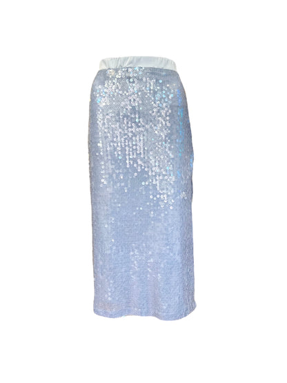 Silk Dusty Blue Sequin Midi Skirt