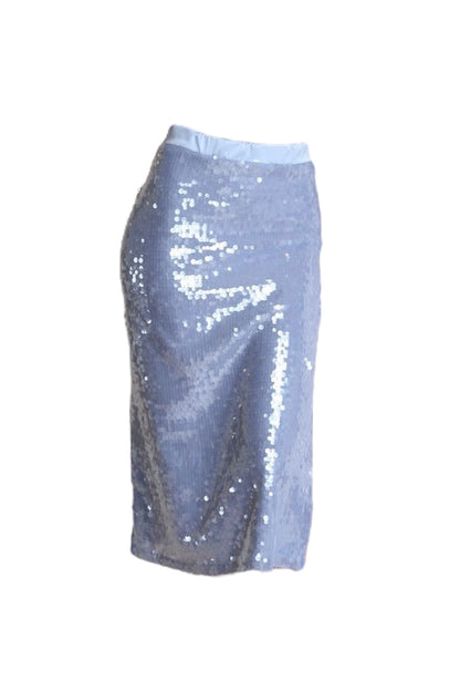 Silk Dusty Blue Sequin Midi Skirt